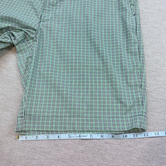 Perry Ellis Mens 36 Chino Shorts Green Blue Gingham Slash Pocket Golf Stretch - Picture 11 of 11
